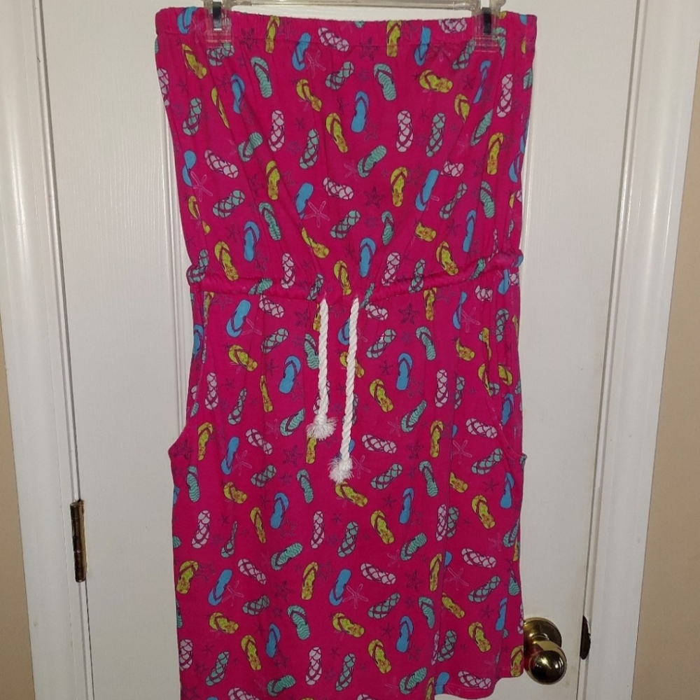 NWOT SOUTHERN BREEZE FLIP FLOPS SWIMSUIT COVER UP BEACH DRESS LG